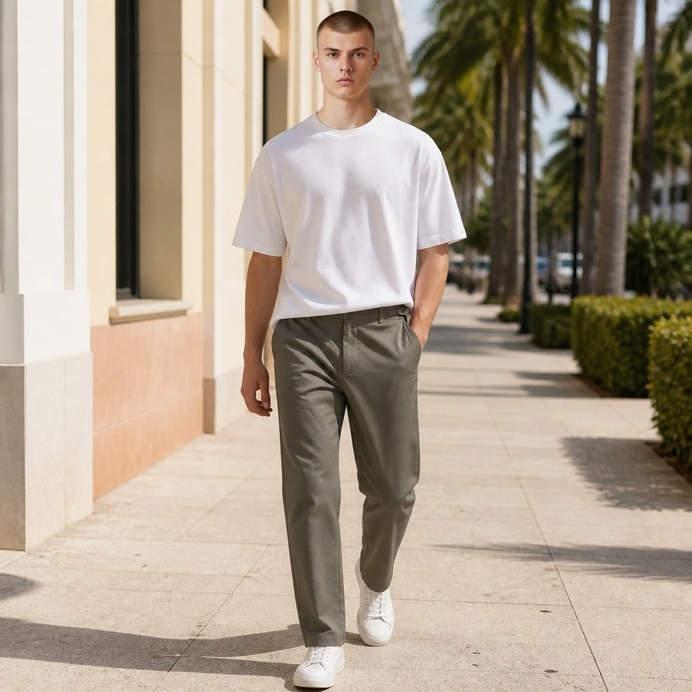 Mauvais Mens Side Adjuster Slim Trousers Sage Green Olive Chino Pants 30x28 NWT